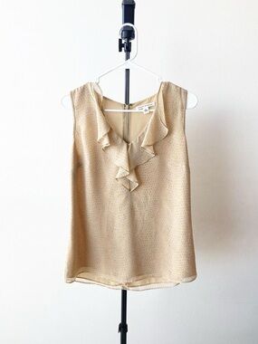 Banana Republic Cream Ruffle V-Neck Sleeveless Blouse Size S